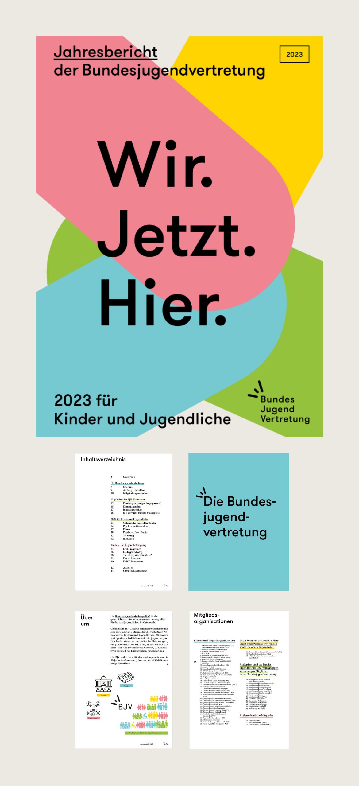 Vorschaubild Jahresbericht 2023 Titel Wir jetzt hier