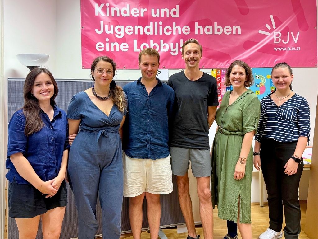 Von links nach rechts: Melina Matzawrakos (BMLUK), Chiara Cardelli (Klimafonds), Klemens Lesigang (BJV), Felix Meier von Rouden (bOJA), Carola Meier (BKA), Judith Krönigsberger (Praktikum BKA)